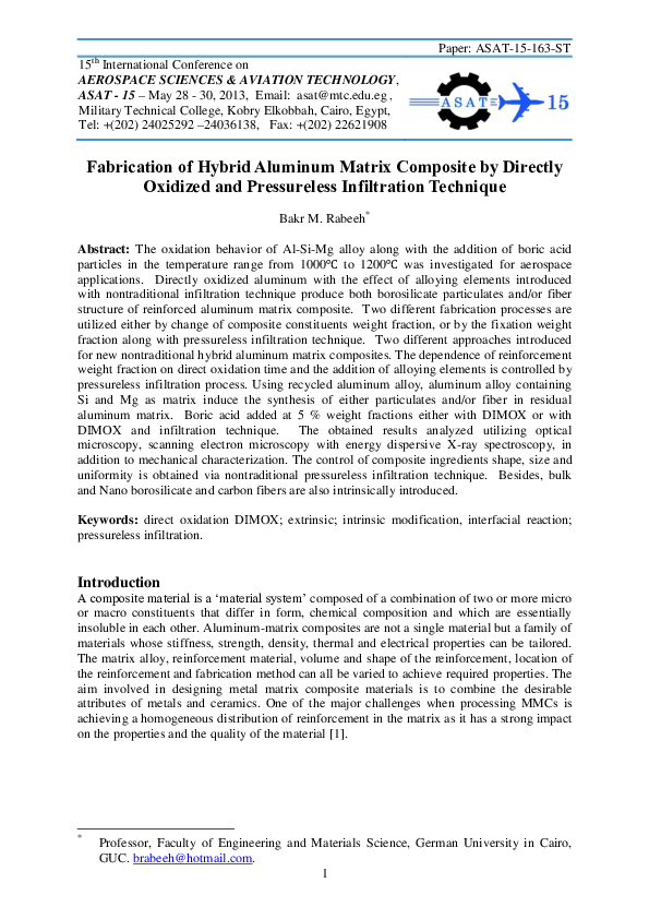 (PDF) Fabrication of Hybrid Aluminum Matrix Composite by Directly ...