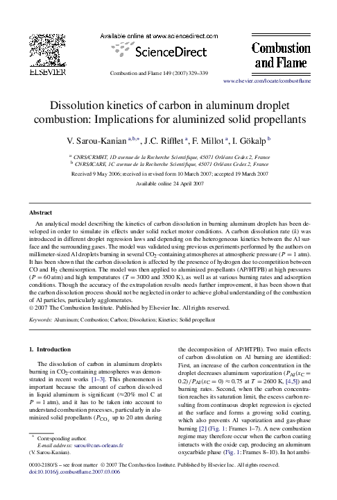 (PDF) Dissolution kinetics of carbon in aluminum droplet combustion ...