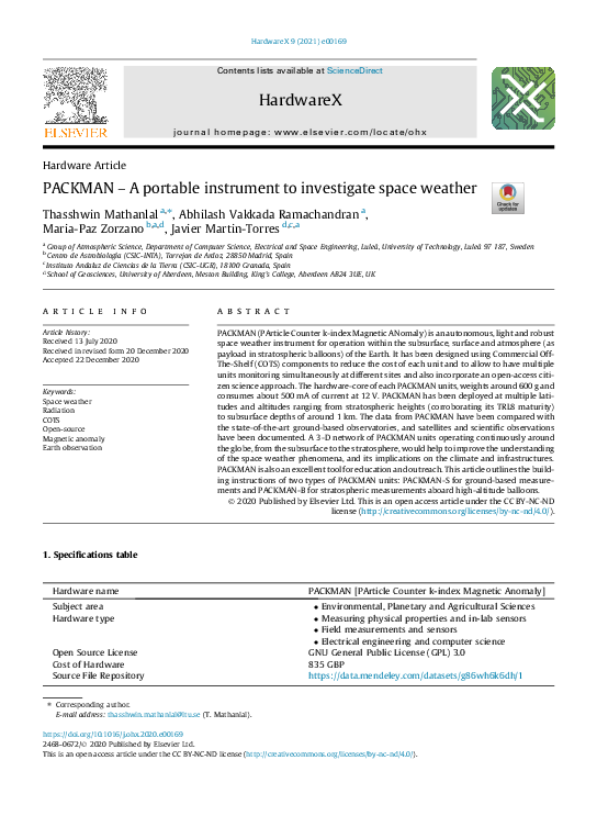 (PDF) PACKMAN – A portable instrument to investigate space weather