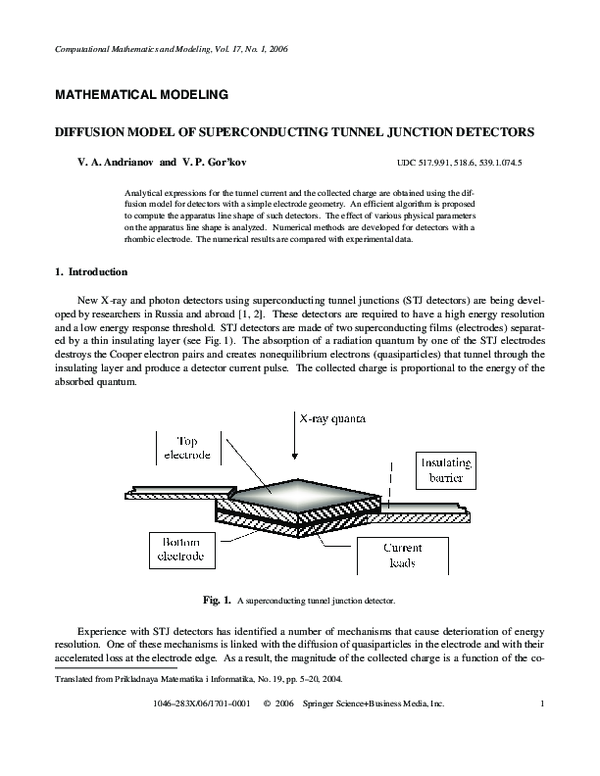 (PDF) Diffusion model of superconducting tunnel junction detectors
