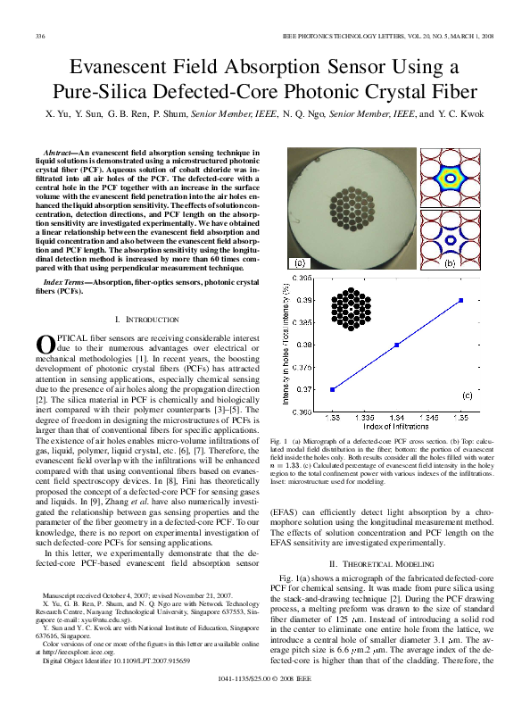 (PDF) Evanescent Field Absorption Sensor Using a Pure-Silica Defected ...