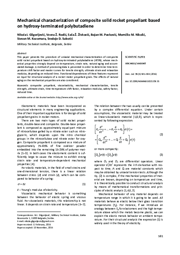 (PDF) Mechanical characterization of composite solid rocket propellant ...