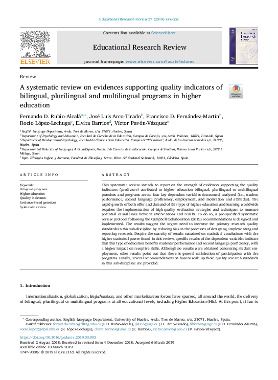 (PDF) A Systematic Review on Evidences Supporting Quality Indicators of ...