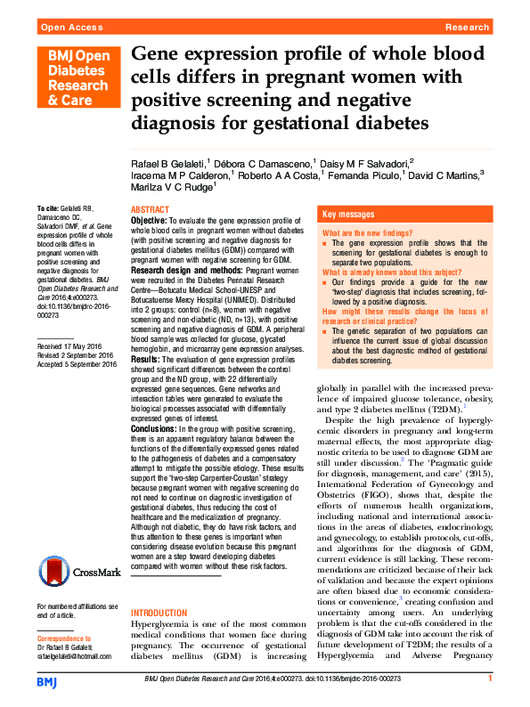 (PDF) Gene expression profile of whole blood cells differs in pregnant ...