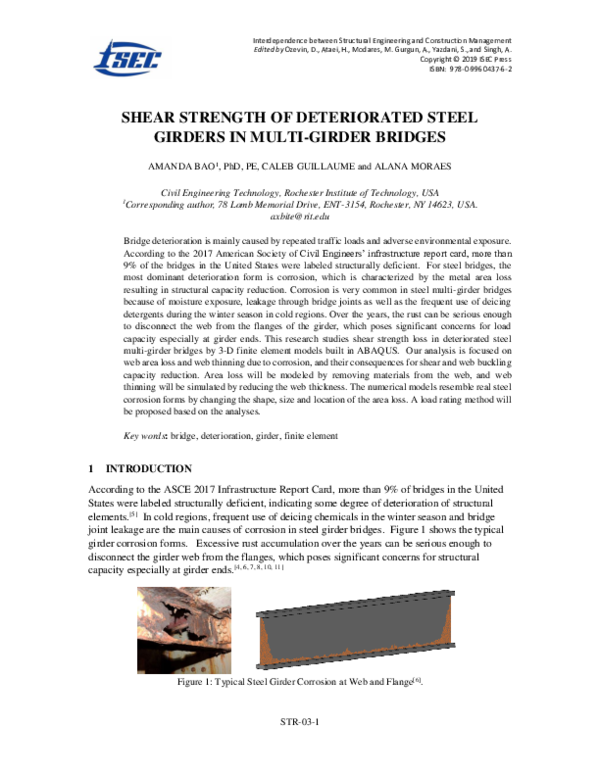 (PDF) Shear Strength of Deteriorated Steel Girders in Multi-Girder Bridges
