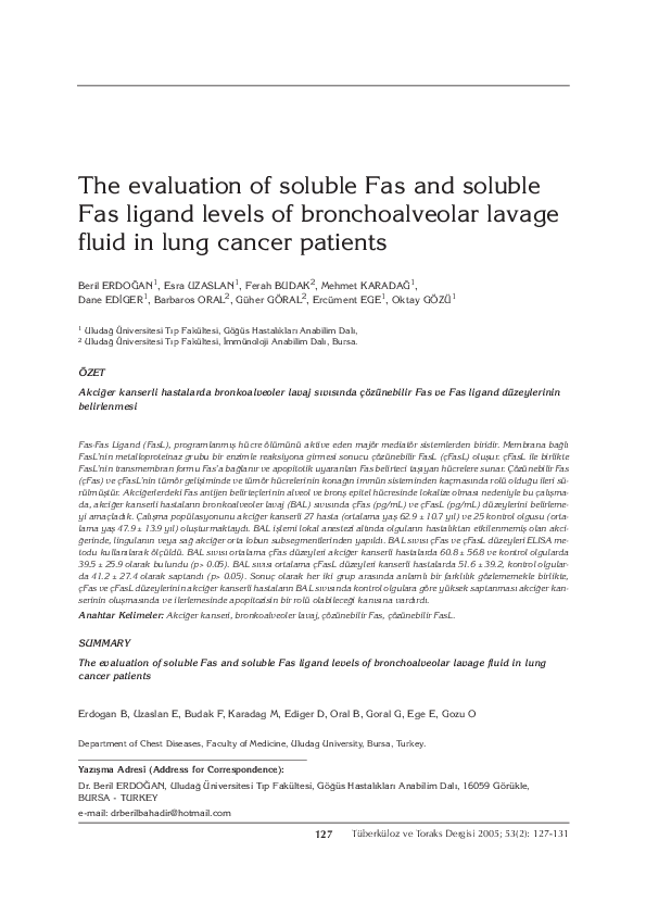 (PDF) The evaluation of soluble Fas and soluble Fas ligand levels of ...