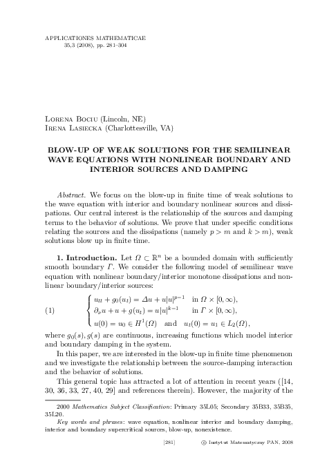 (PDF) Blow-up of weak solutions for the semilinear wave equations with ...