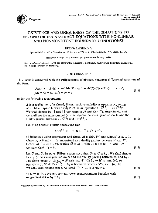 (PDF) Existence and uniqueness of the solutions to second order ...