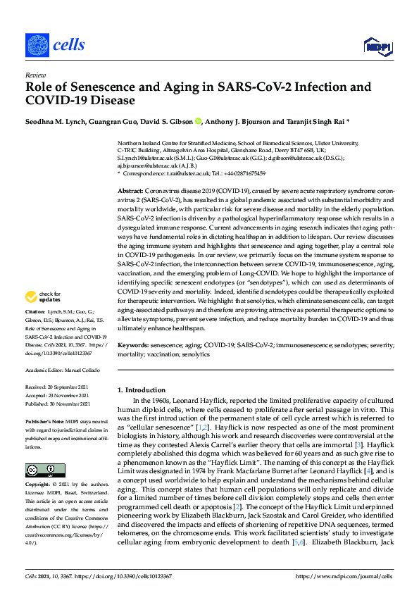 (PDF) Role of Senescence and Aging in SARS-CoV-2 Infection and COVID-19 ...