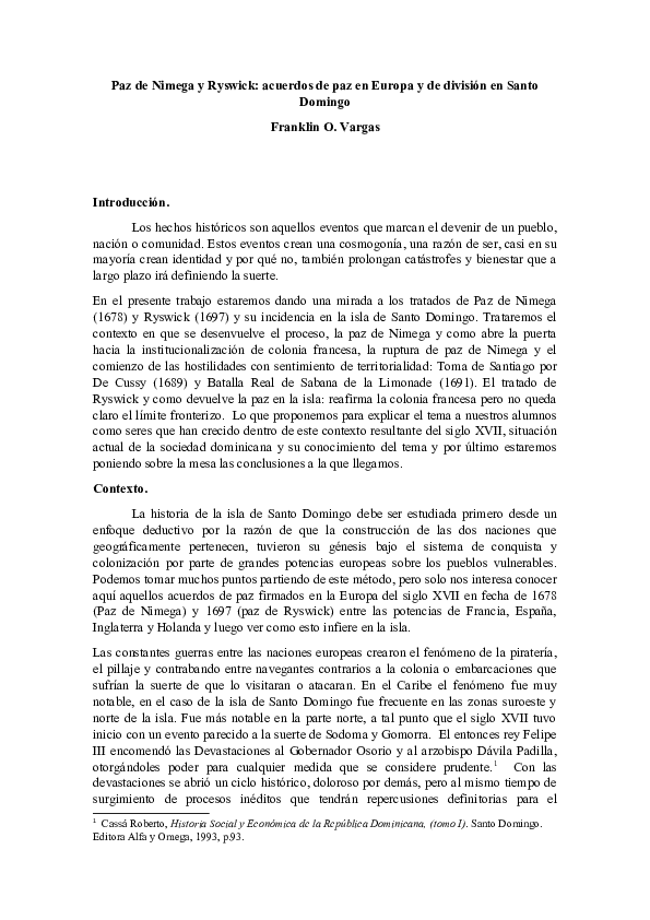 (DOC) Paz de Nimega y Ryswick: acuerdos de paz en Europa y de división ...