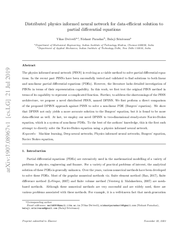 (PDF) Distributed physics informed neural network for data-efficient ...