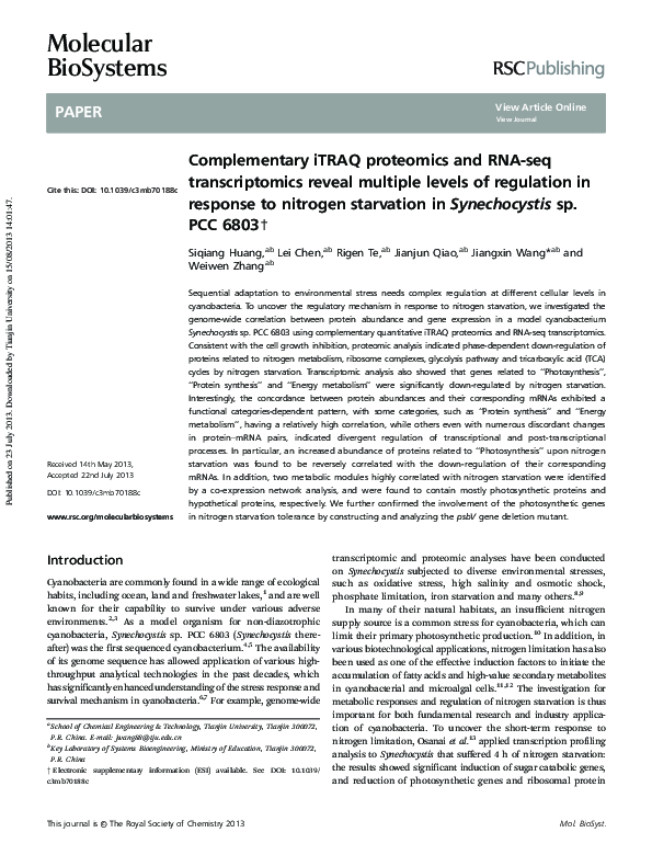 (PDF) Integrated proteomic and transcriptomic analysis reveals novel ...