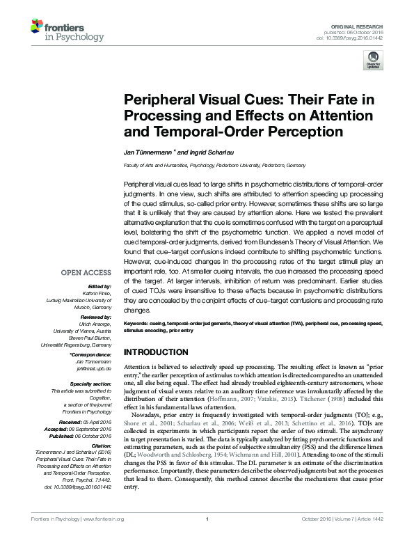(PDF) Peripheral Visual Cues: Their Fate in Processing and Effects on ...