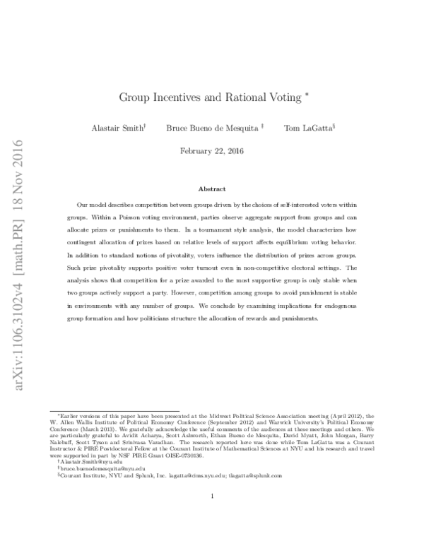 (PDF) Group Incentives and Rational Voting