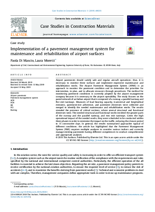 (PDF) Implementation of a pavement management system for maintenance ...