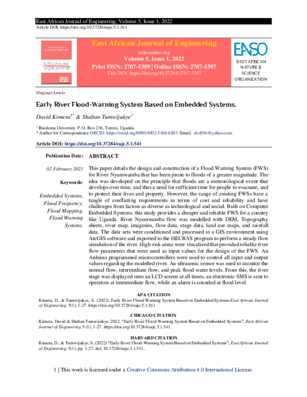 (PDF) Early River Flood-Warning System Based on Embedded Systems