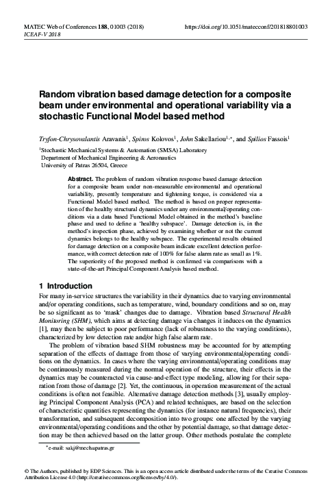 (PDF) Random vibration based damage detection for a composite beam ...