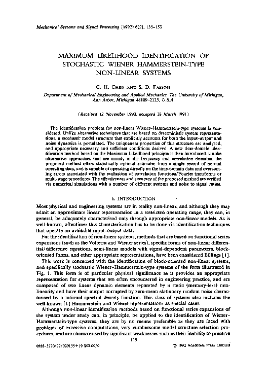 (PDF) Maximum likelihood identification of stochastic Weiner ...