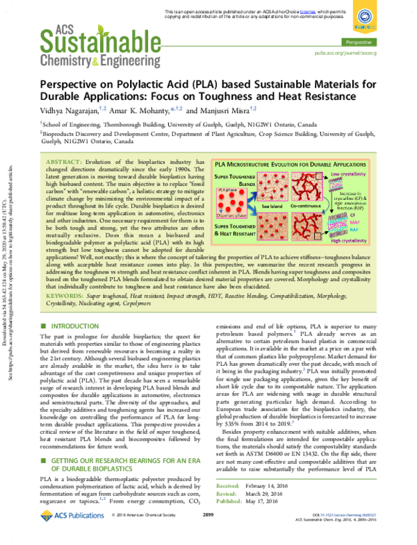 (PDF) Perspective on Polylactic Acid (PLA) based Sustainable Materials ...
