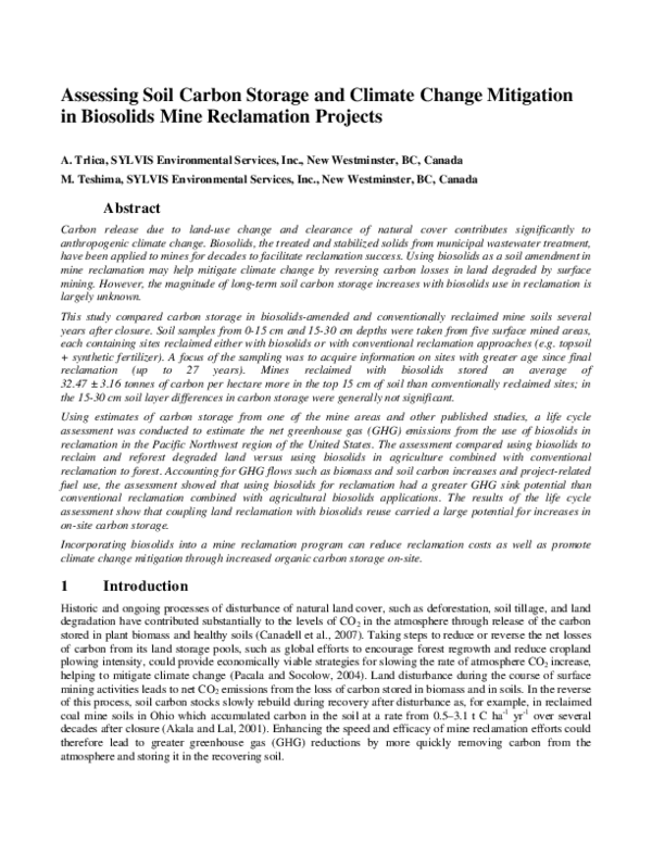 (PDF) Assessing soil carbon storage and climate change mitigation in ...