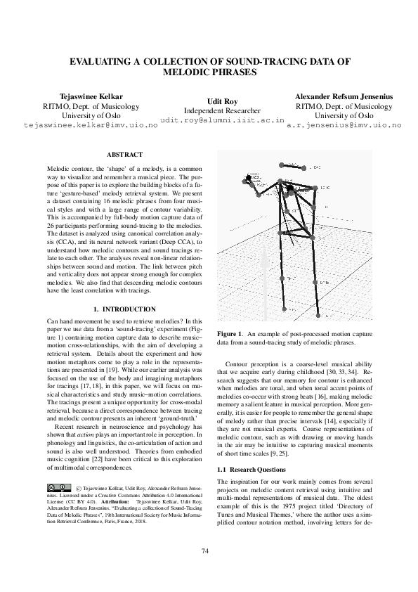 (PDF) Evaluating a Collection of Sound-Tracing Data of Melodic Phrases