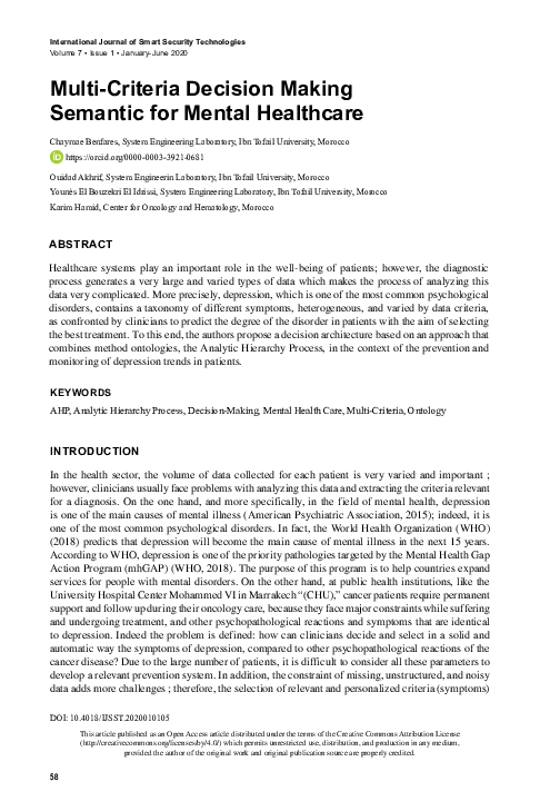 (PDF) Multi-Criteria Decision Making Semantic for Mental Healthcare