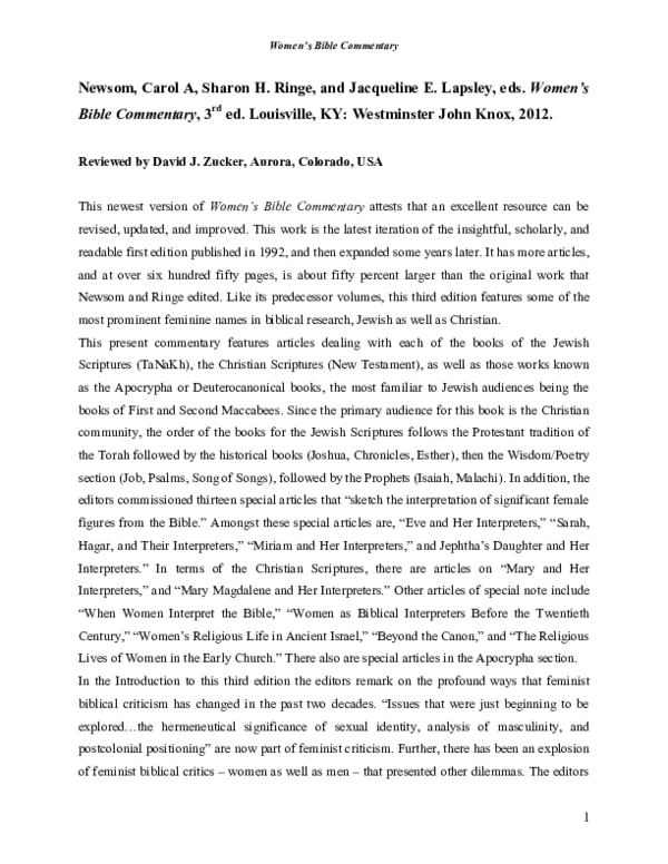 (PDF) Newsom, Carol A, Sharon H. Ringe, and Jacqueline E. Lapsley, eds ...