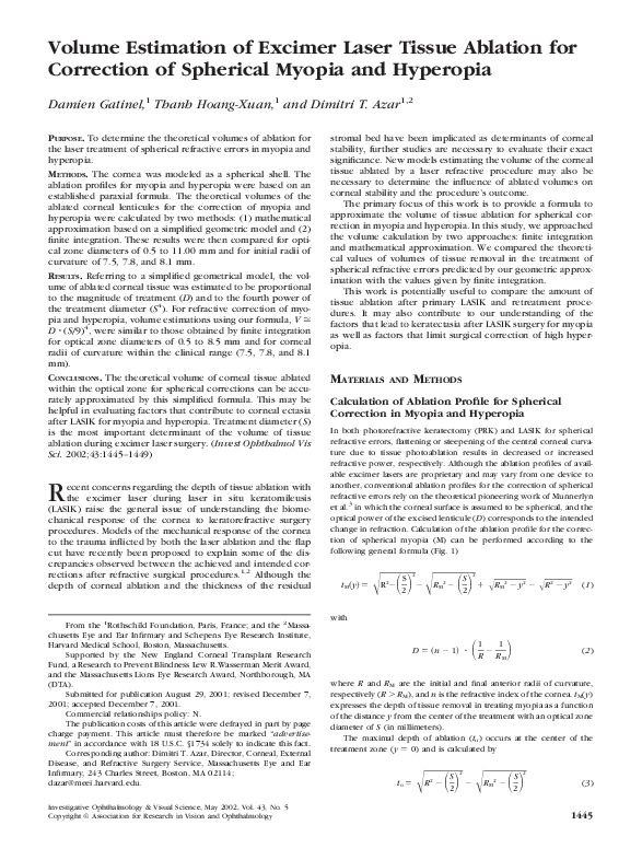 (PDF) Volume estimation of excimer laser tissue ablation for correction ...