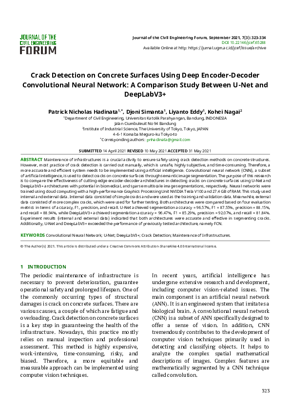 (PDF) Crack Detection on Concrete Surfaces Using Deep Encoder-Decoder ...