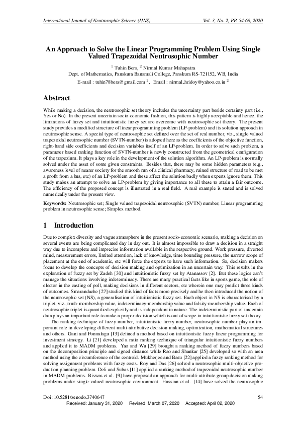 (PDF) An Approach to Solve the Linear Programming Problem Using Single ...