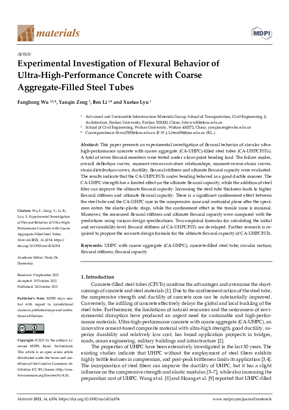 (PDF) Experimental Investigation of Flexural Behavior of Ultra-High ...