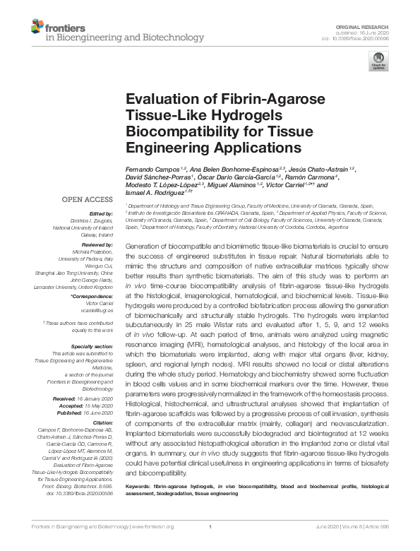 (PDF) Evaluation of Fibrin-Agarose Tissue-Like Hydrogels ...