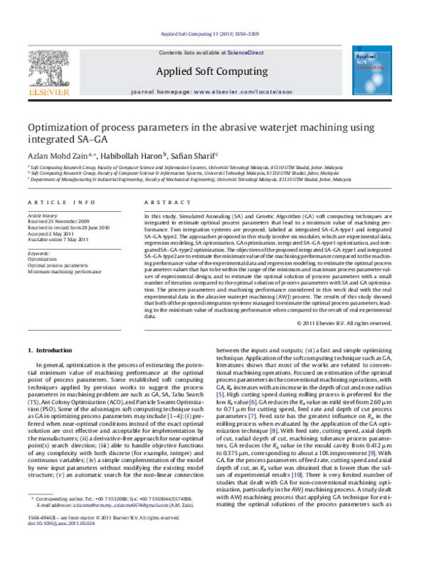 (PDF) Optimization of process parameters in the abrasive waterjet ...