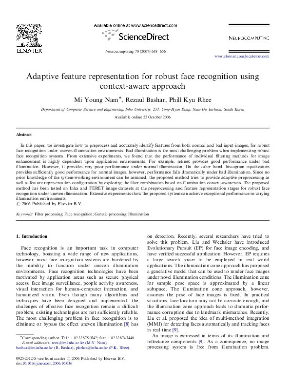 (PDF) Adaptive feature representation for robust face recognition using ...