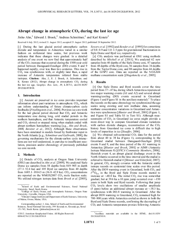 (PDF) Abrupt change in atmospheric CO 2 during the last ice age