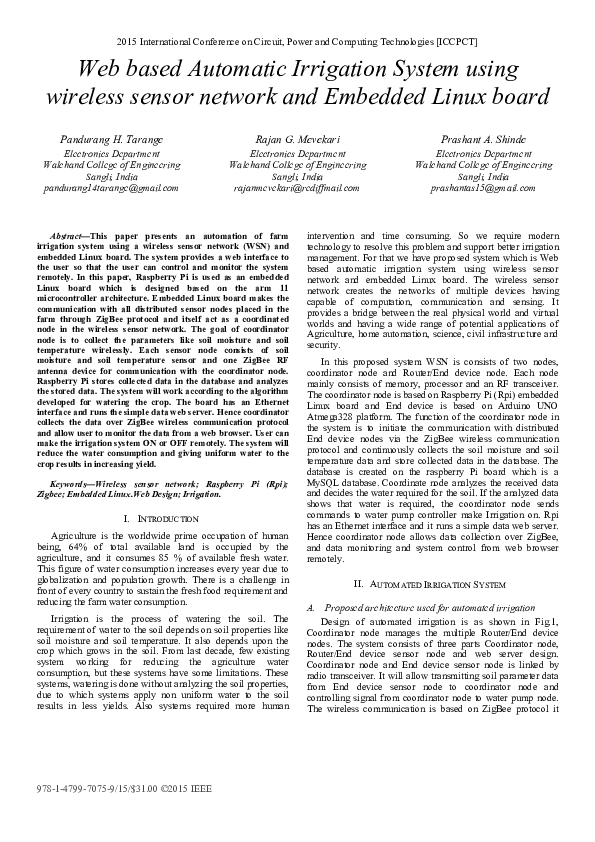 (PDF) Web based automatic irrigation system using wireless sensor ...