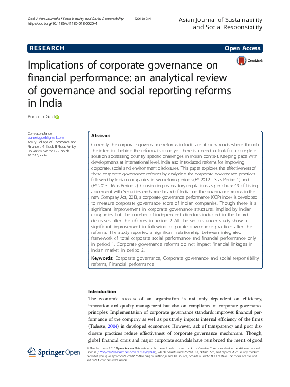 (PDF) Implications of corporate governance on financial performance: an ...