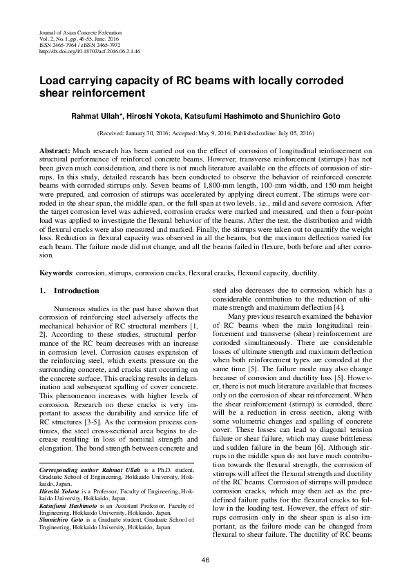 (PDF) Load carrying capacity of RC beams with locally corroded shear ...