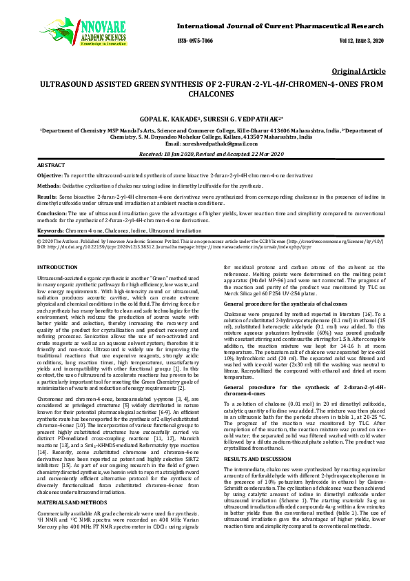 (PDF) Ultrasound Assisted Green Synthesis of 2-FURAN-2-YL-4H-CHROMEN-4 ...