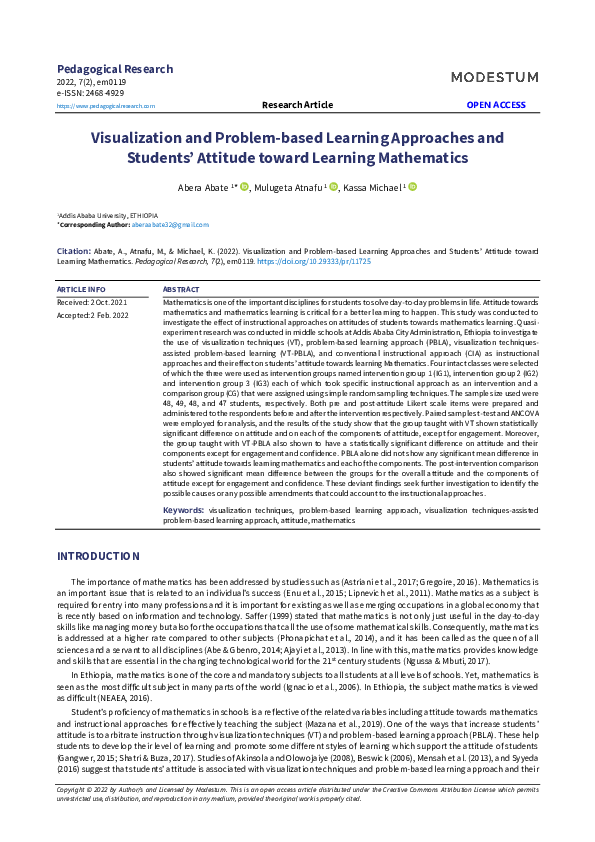 (PDF) Visualization and Problem-based Learning Approaches and Students ...