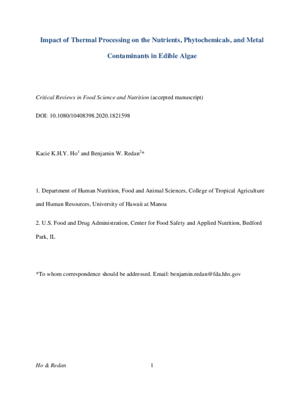 (PDF) Impact of thermal processing on the nutrients, phytochemicals ...