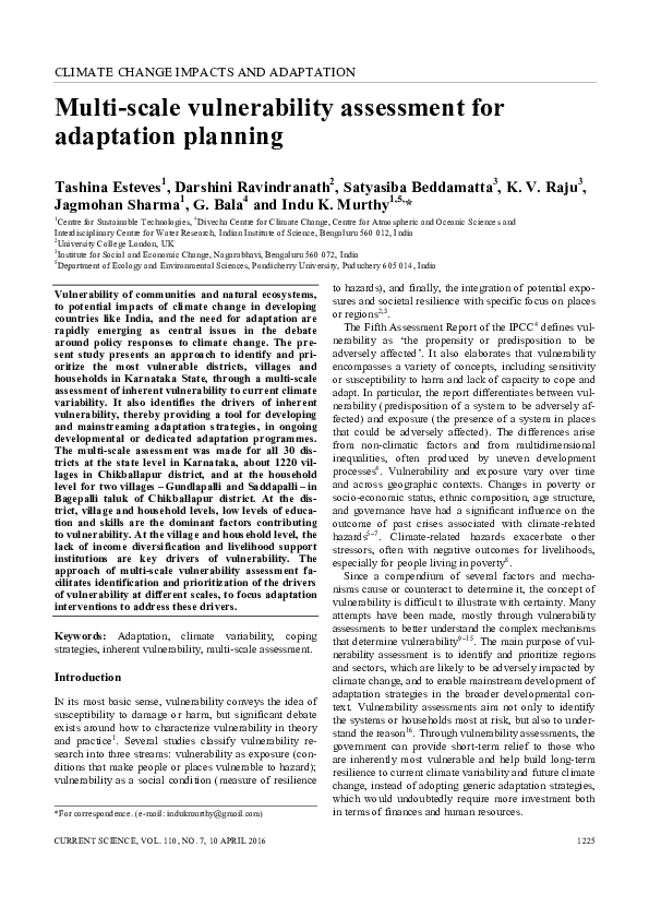 (PDF) Multi-scale vulnerability assessment for adaptation planning
