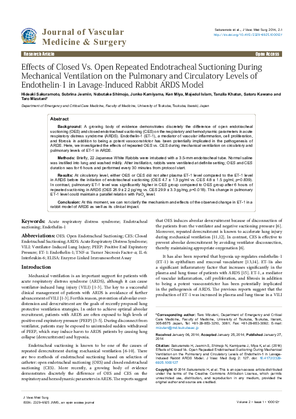 (PDF) Effects of Closed Vs. Open Repeated Endotracheal Suctioning ...