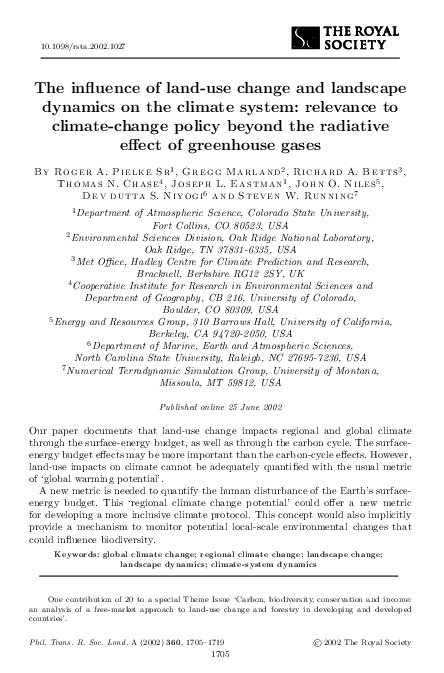 (PDF) The influence of land-use change and landscape dynamics on the ...