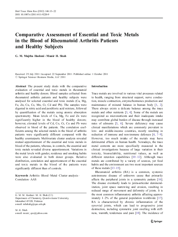 (PDF) Comparative Assessment of Essential and Toxic Metals in the Blood ...