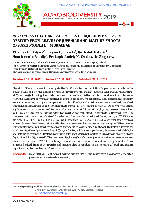 (PDF) In Vitro Antioxidant Activities of Aqueous Extracts Derived from ...
