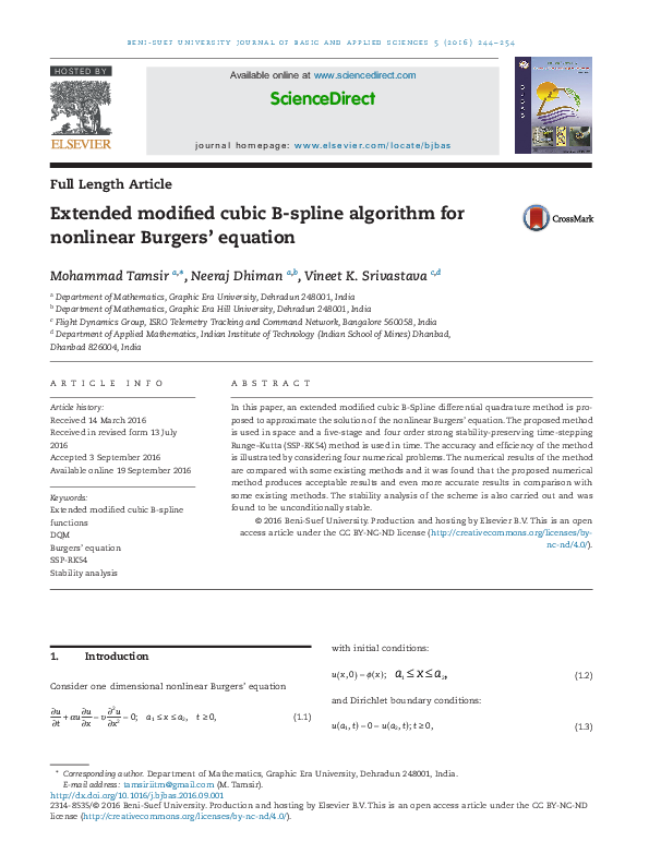(PDF) Extended modified cubic B-spline algorithm for nonlinear Burgers ...