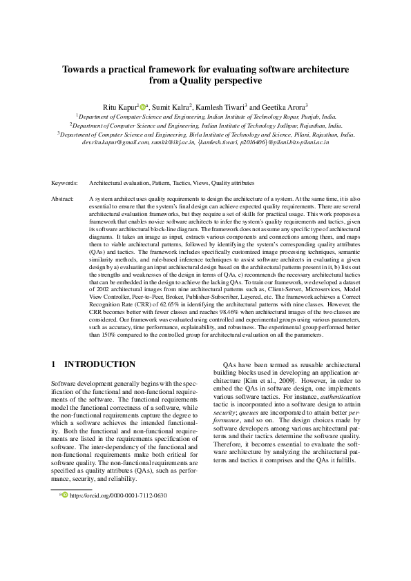 (PDF) Towards a practical framework for evaluating software ...