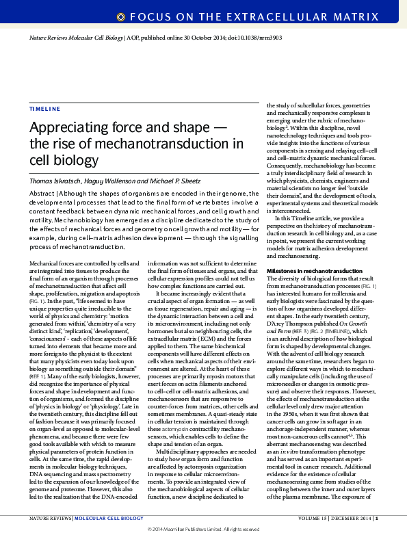 (PDF) Appreciating force and shape — the rise of mechanotransduction in ...