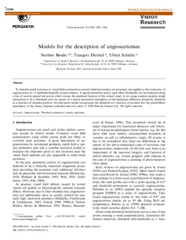 (PDF) Models for the description of angioscotomas